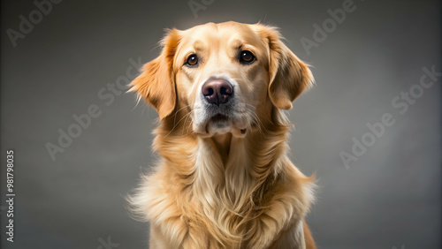 Wallpaper Mural Attentive golden retriever dog sitting up with ears perked and alert expression, dog, retriever, pet, animal, attentive, sitting, up Torontodigital.ca