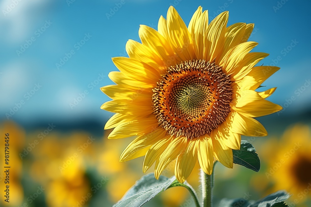 Obraz premium Bright Yellow Sunflower in Field