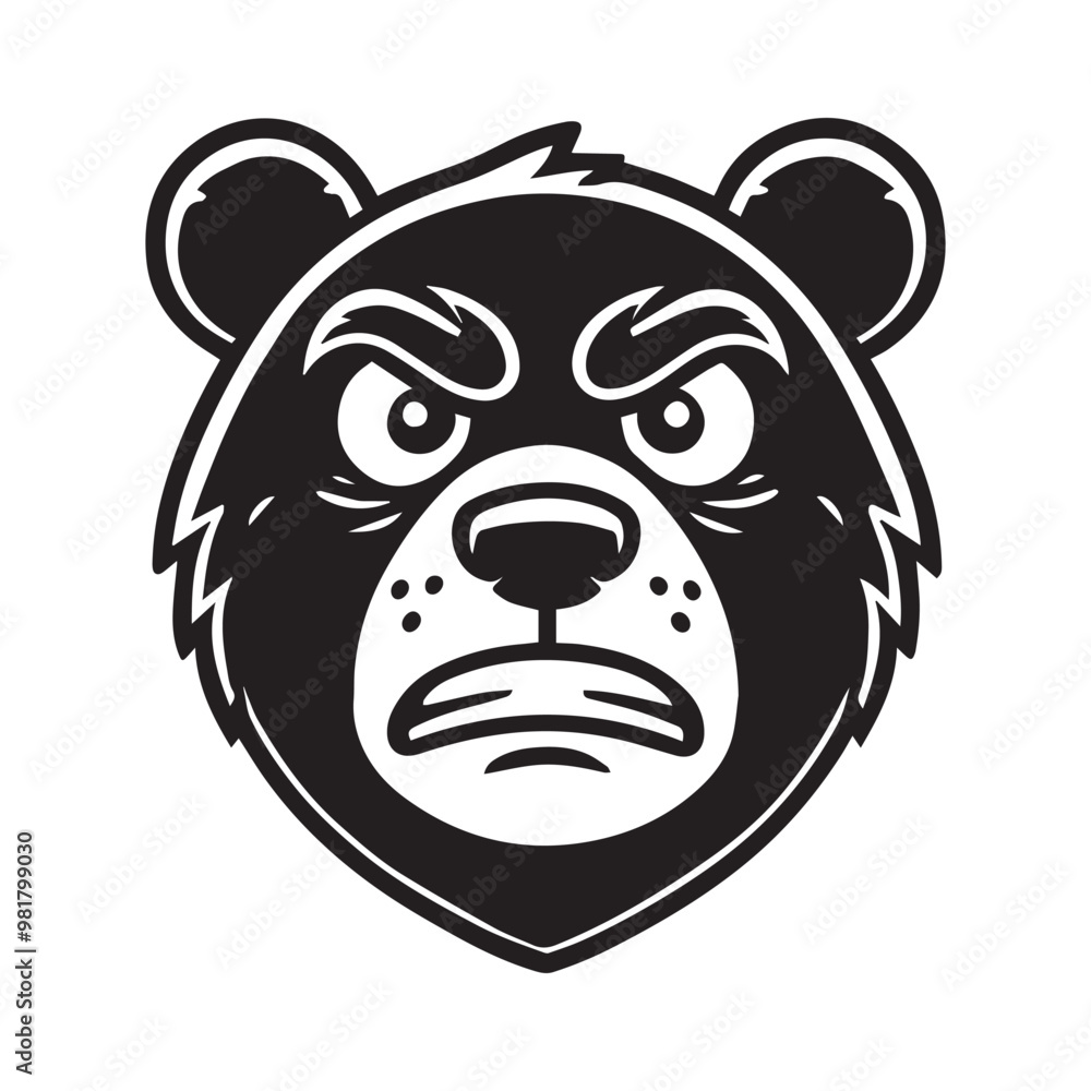 Bear Face Outline Design - Bear vector illustration in black and white Bear Face Outline Design - Bear vector illustration in black and white