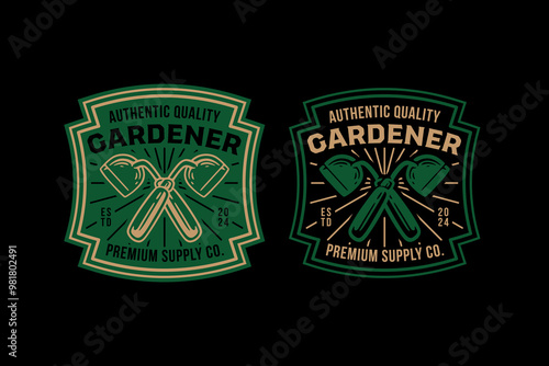 hand shovel digger tool cross retro vintage badge logo vector design collection set for gardener, nursery, agriculture, worker, miner, farmer business