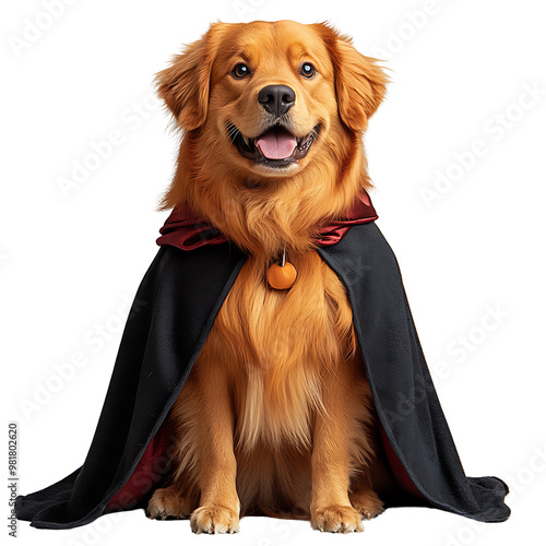 Golden Retriever in Halloween Fancy Dress Transparent Background
