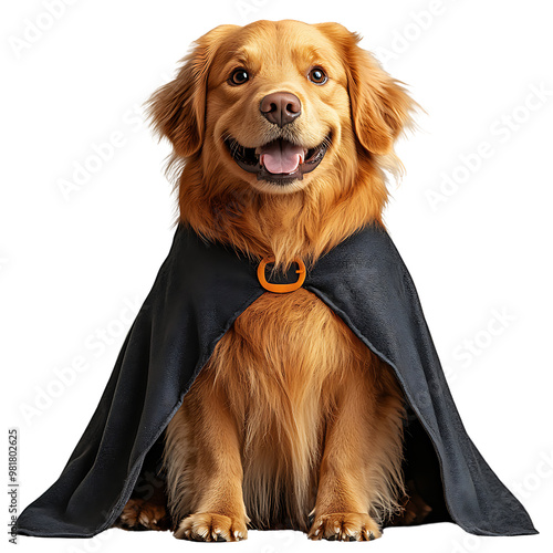 Golden Retriever in Halloween Fancy Dress Transparent Background
