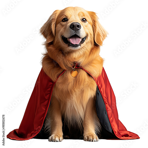 Golden Retriever in Halloween Fancy Dress Transparent Background