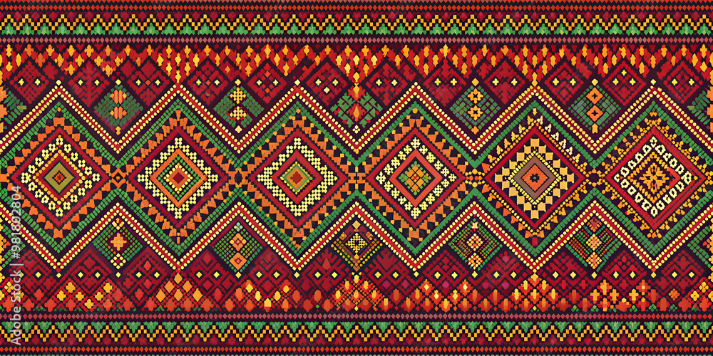 Seamless woven fabric pattern with indigenous Thai culture inspiration, fabric, weaving, texture, traditional Seamless woven fabric pattern with indigenous Thai culture inspiration, fabric, weaving, texture, traditional