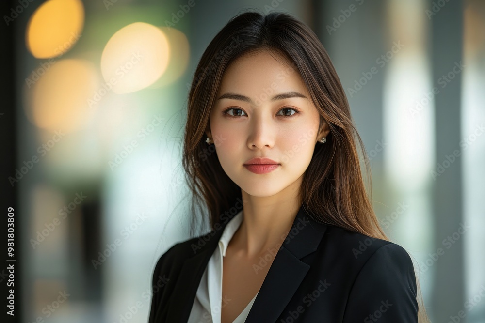 Obraz premium Asian businesswoman confidently in meeting room showcasing leadership