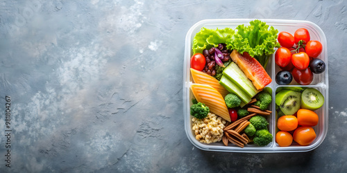 Healthy food in plastic lunch box, healthy, food, plastic, lunch box, fresh, colorful, meal prep, diet