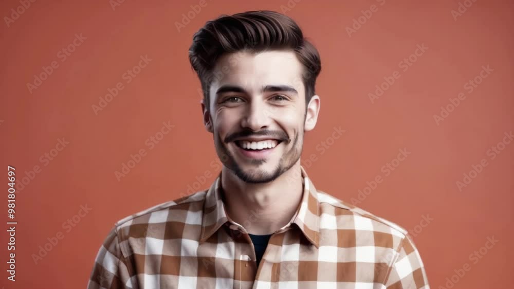 Handsome man isolated on beige background. Seamless Loop Animations Handsome man isolated on beige background. Seamless Loop Animations