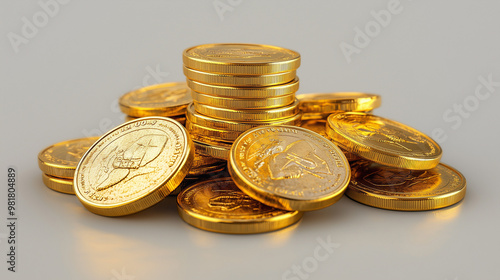A pile of gold coins isolat...