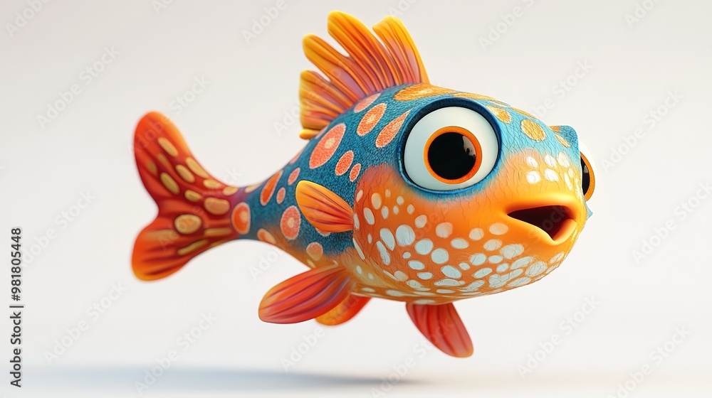 cute cartoon tropical fish, with big eyes and vibrant patterns cute cartoon tropical fish, with big eyes and vibrant patterns