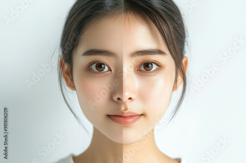 The two faces are of a woman with a very similar appearance