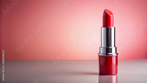 Red lipstick standing out on a soft pink background, makeup, beauty, vibrant, bold, cosmetics, elegance, stylish