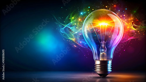 Colorful magic in light bulb design, colorful, magic, light bulb, design, vibrant, glowing