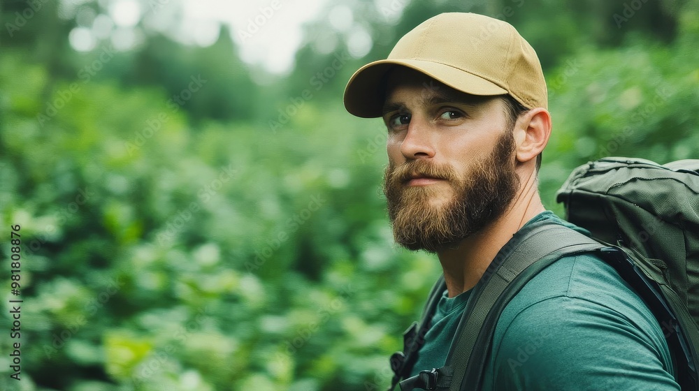 Survivalist navigating a dense forest using only natural landmarks, camping survival, navigation without tools Survivalist navigating a dense forest using only natural landmarks, camping survival, navigation without tools