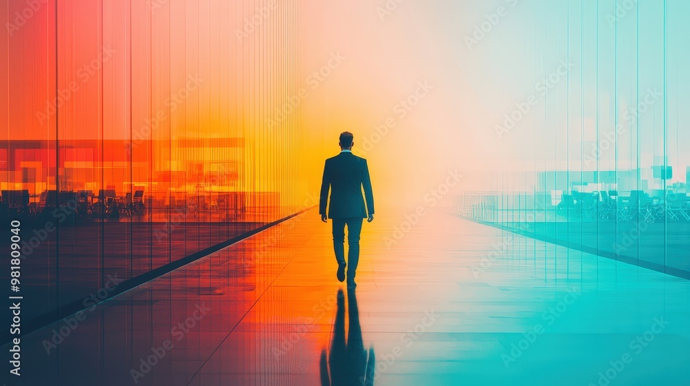 A businessperson teleporting from one office to another instantly