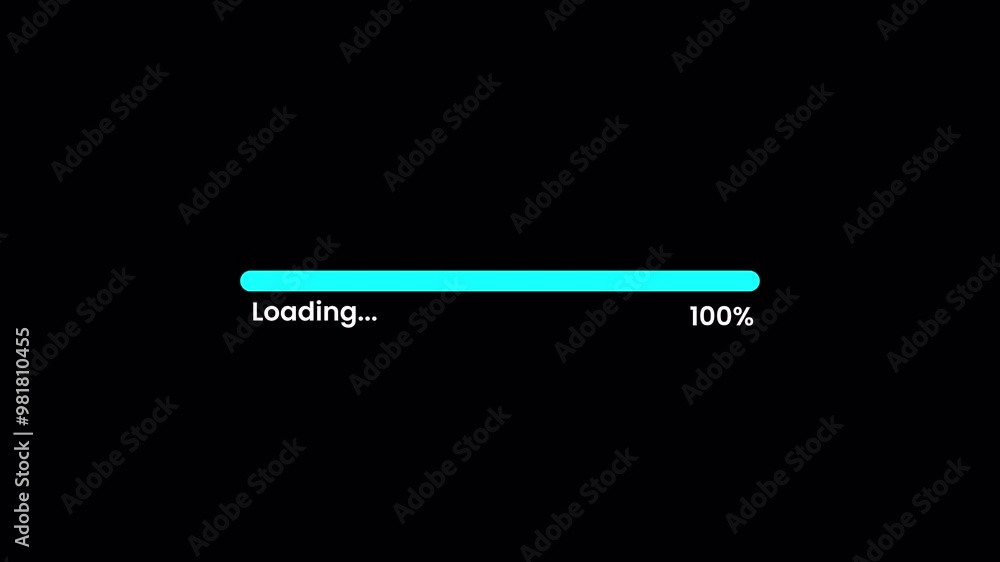 Loading progress bar animation from 0 to 100 with transparent ...