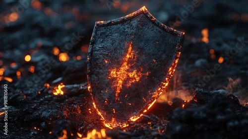 Burning Shield - Fiery Protection Amidst the Embers photo