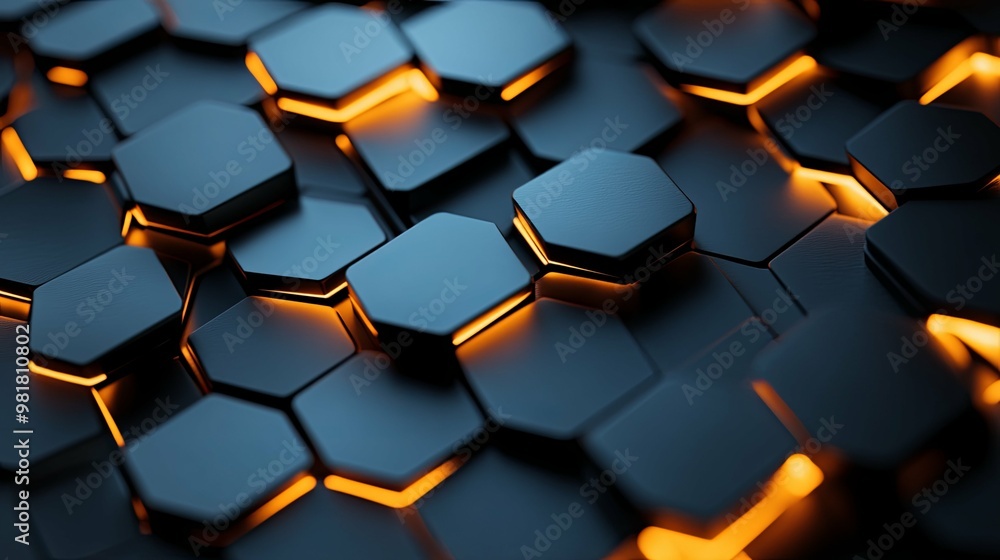 Abstract Hexagon Pattern with Glowing Edges Abstract Hexagon Pattern with Glowing Edges