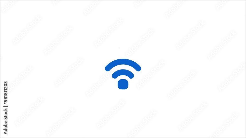 Animation of a WiFi signal icon on a white screen background Animation of a WiFi signal icon on a white screen background