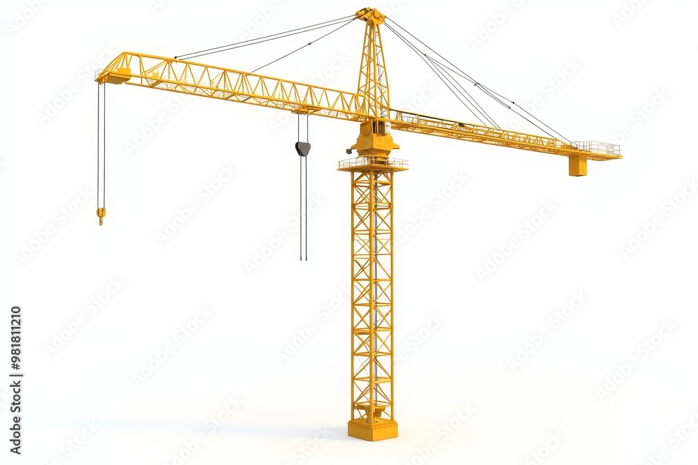 Yellow construction crane isolated on white background. Yellow construction crane isolated on white background.