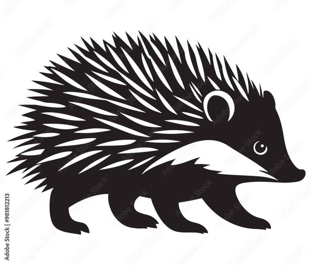 Silhouette hedgehog on white background Silhouette hedgehog on white background