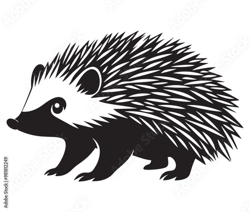 Silhouette hedgehog on white background