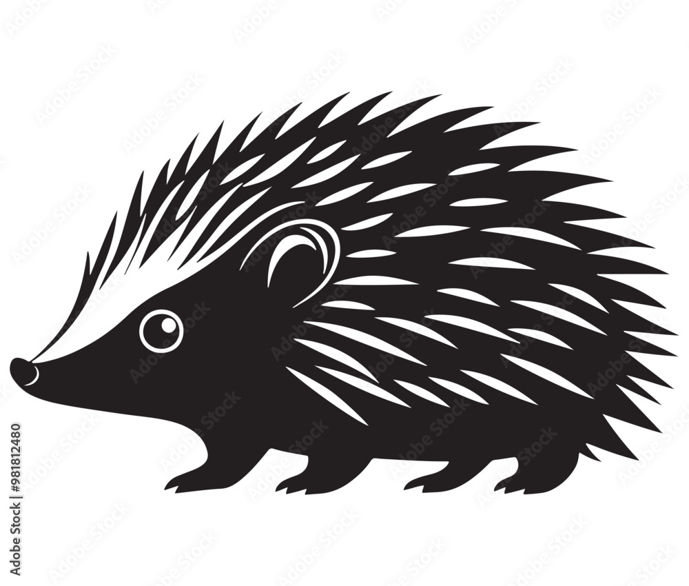 Silhouette hedgehog on white background Silhouette hedgehog on white background