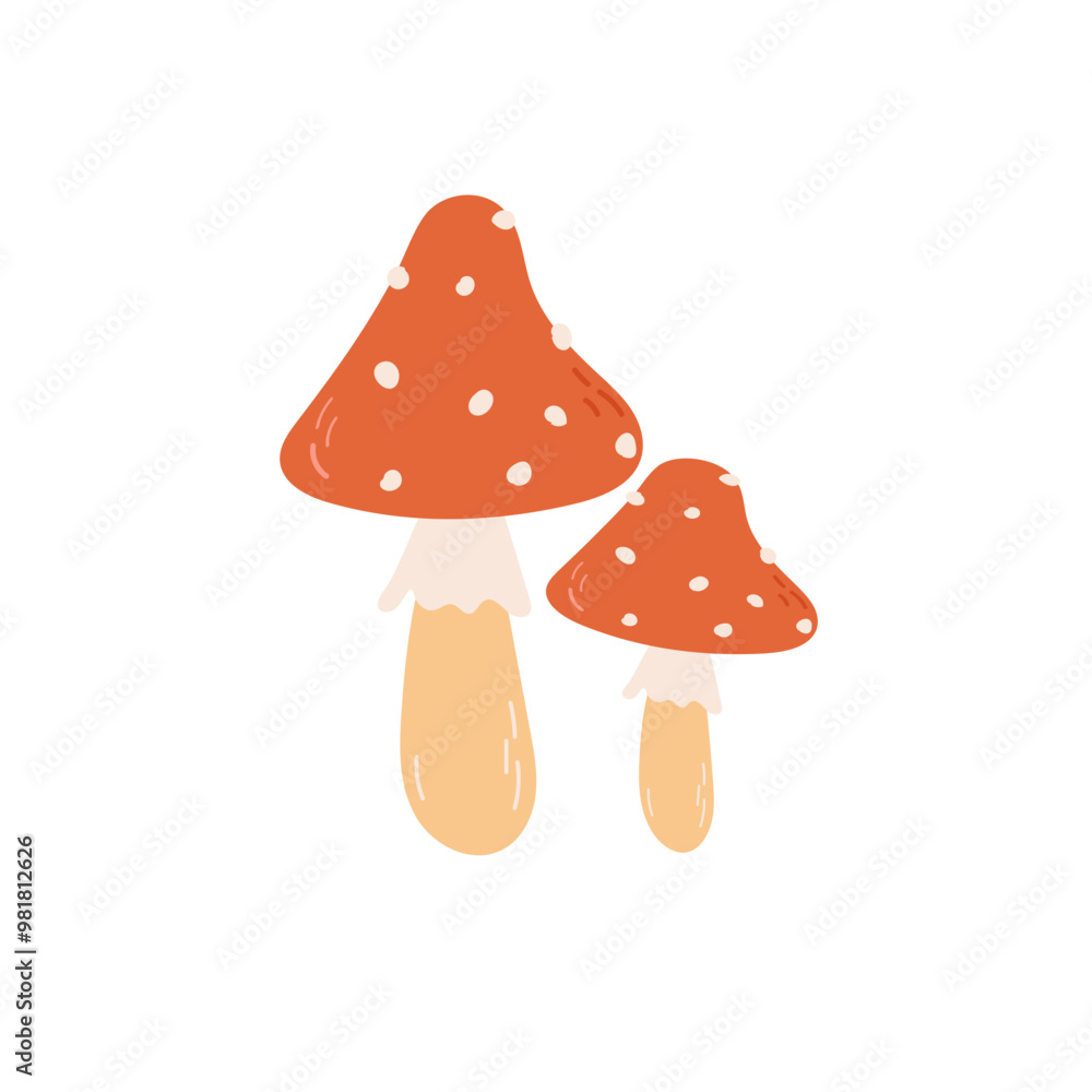 Mushrooms flat design for cards posters Mushrooms flat design for cards posters