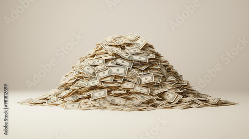 A large pile of money isola...