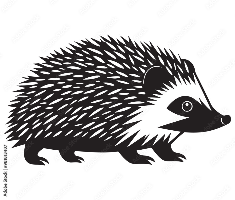 Silhouette hedgehog on white background Silhouette hedgehog on white background