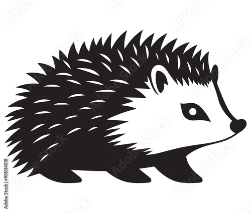 Silhouette hedgehog on white background