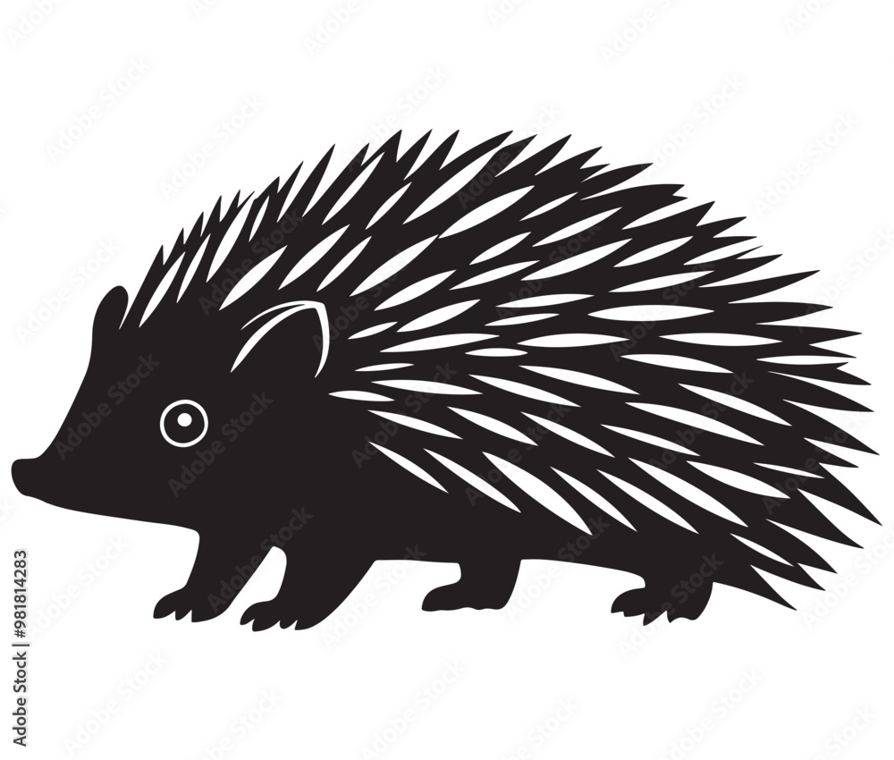 Silhouette hedgehog on white background Silhouette hedgehog on white background