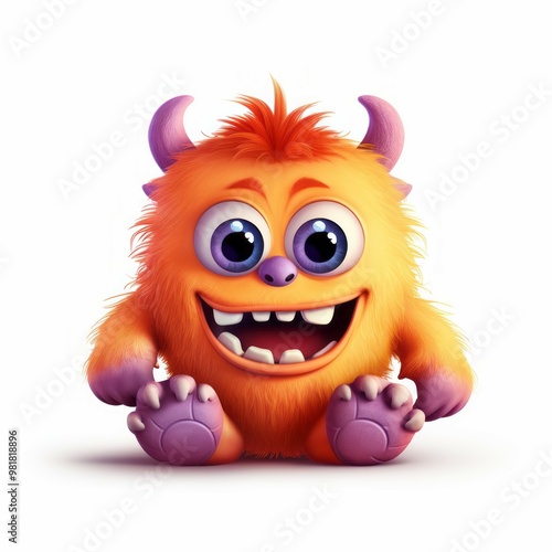 Cute monster and demon on white background Created with Generative AI technology.