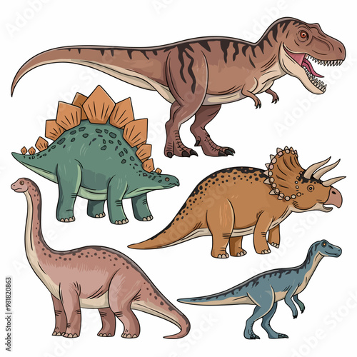 Hand-Drawn Dinosaur Illustrations Collection