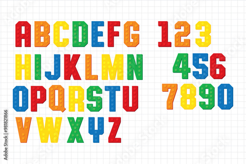 Multi Blocks Bricks Alphabets Letter and Numbers in Many Colors