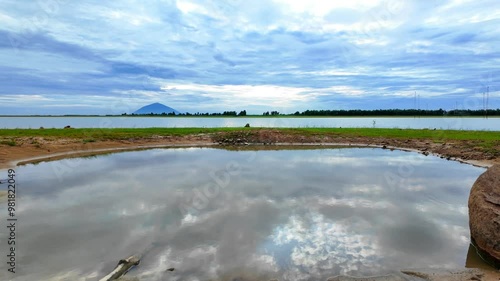 Landscape of Dau Tieng lake in cloudy day, a biggest freshwater source with irrigation dam at upstream  Saigon river at Tay Ninh, Binh Duong, Binh Phuoc photo