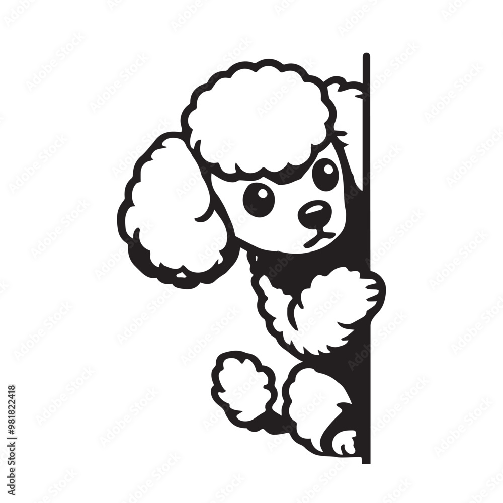 Poodle Dog Peeking Face Clipart - Peeking Dog Vector illustration in black and white
Poodle Dog Peeking Face Clipart - Peeking Dog Vector illustration in black and white