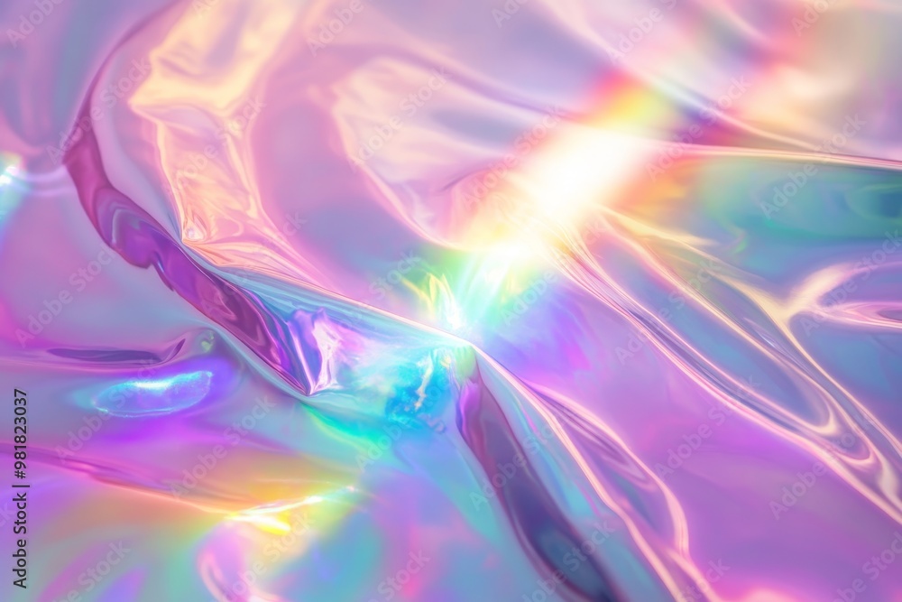 Abstract iridescent background with holographic texture and flowing light. Abstract iridescent background with holographic texture and flowing light.