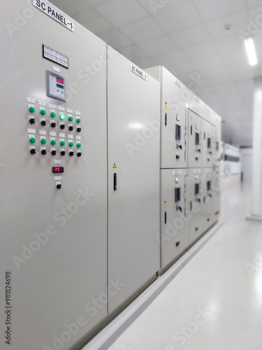 Main Distribution Board or MDB in electrical power control room.