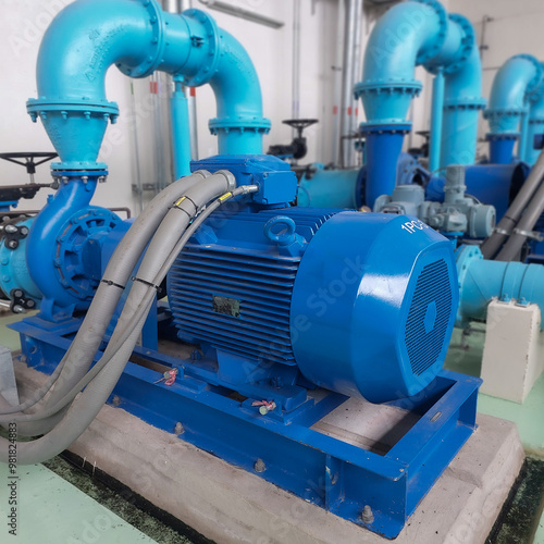 Pump and motor which popular to install with pipe in industrial such chemical, power plant.