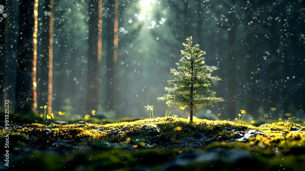 slightly a twist pine tree is middle of the beautiful magical pine forest. seamless looping time-lapse virtual 4k video animation background slightly a twist pine tree is middle of the beautiful magical pine forest. seamless looping time-lapse virtual 4k video animation background