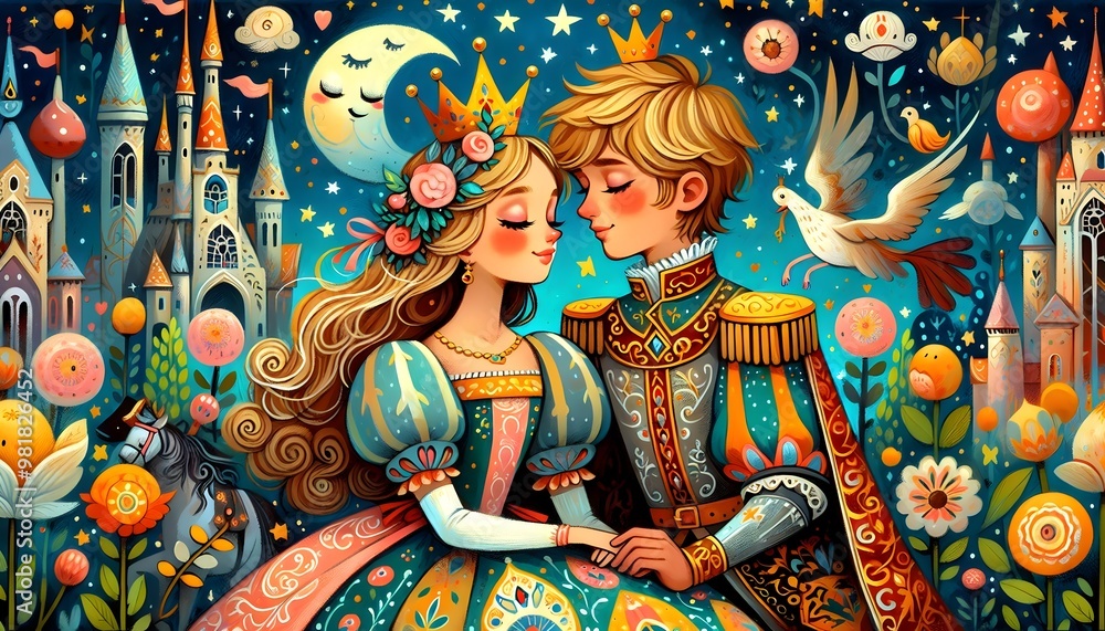 Fototapeta premium Reinos Encantados: Amor Real en Fantasía