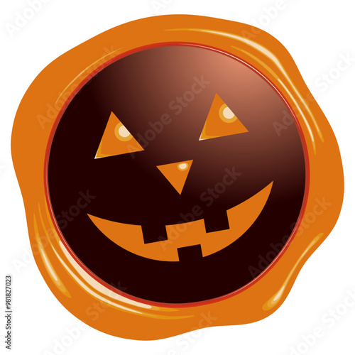 ハロウィン　ジャック・オー・ランタンのシールスタンプエンブレム　ベクターイラストレーション