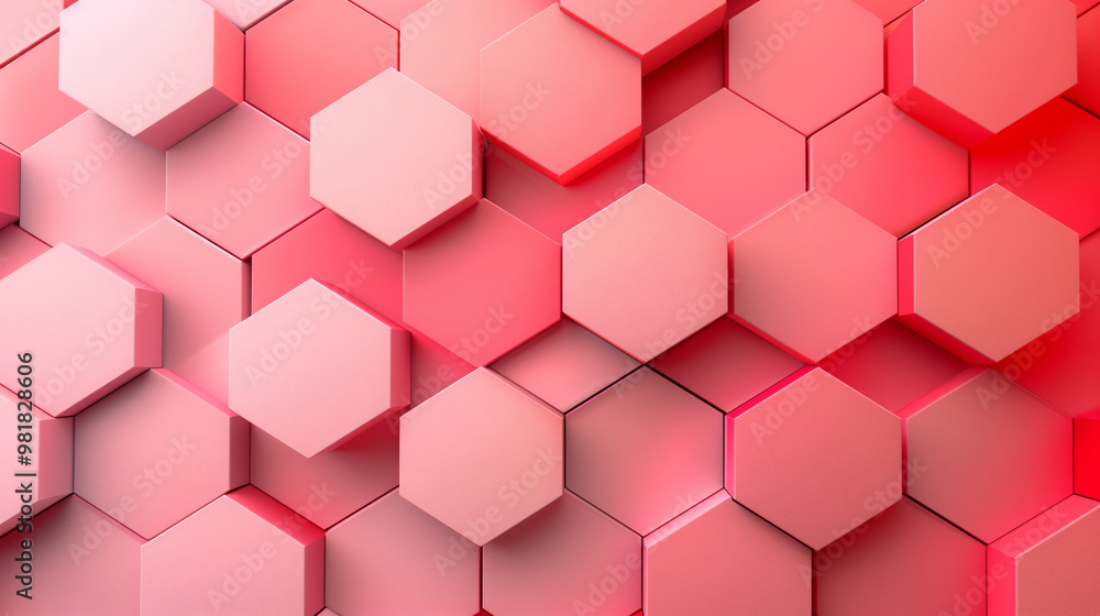 Abstract 3D Hexagonal Pattern in Pink Tones Abstract 3D Hexagonal Pattern in Pink Tones