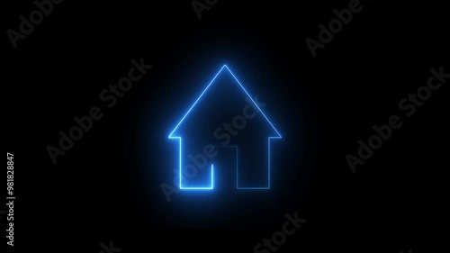 Wallpaper Mural Neon line home icon. Neon glowing House, home or building animation . Torontodigital.ca