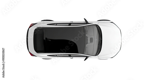 Car top view on white transparent background