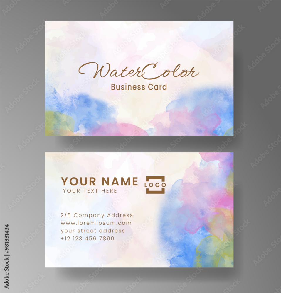 Beautiful business card template with watercolor Beautiful business card template with watercolor