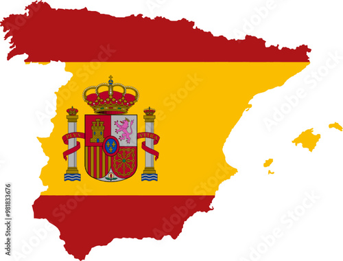 country flag map, Spain map, Spain flag,