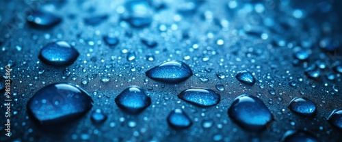 Wallpaper Mural Blue Water Drops on a Smooth Surface Torontodigital.ca