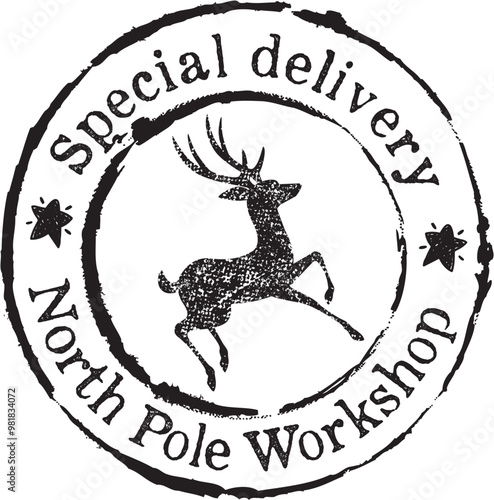 Christmas Postage Postal Stamp SVG Vector