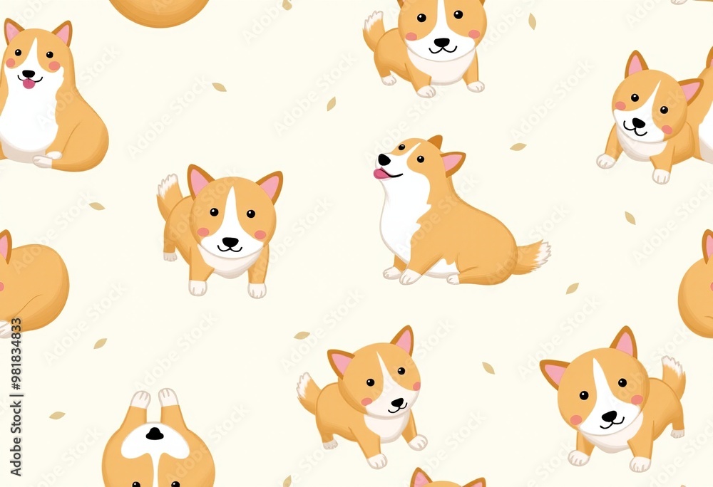 Cute and Playful Corgi Dog Patterns: Perfect for Fabric, Wallpaper, and More 